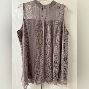 Eve & Maddie Sleeveless Lace Blouse Purple Size 1X